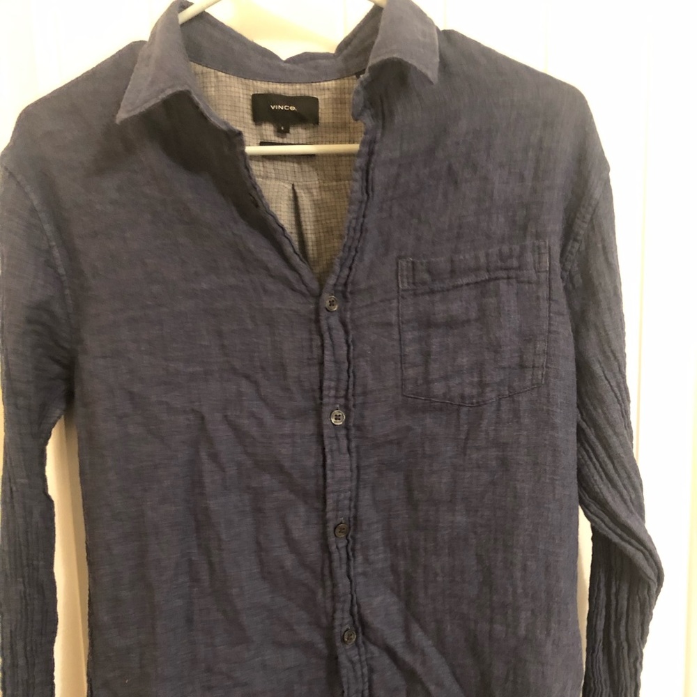 Blue, Vince , classic fit cotton button down shirt